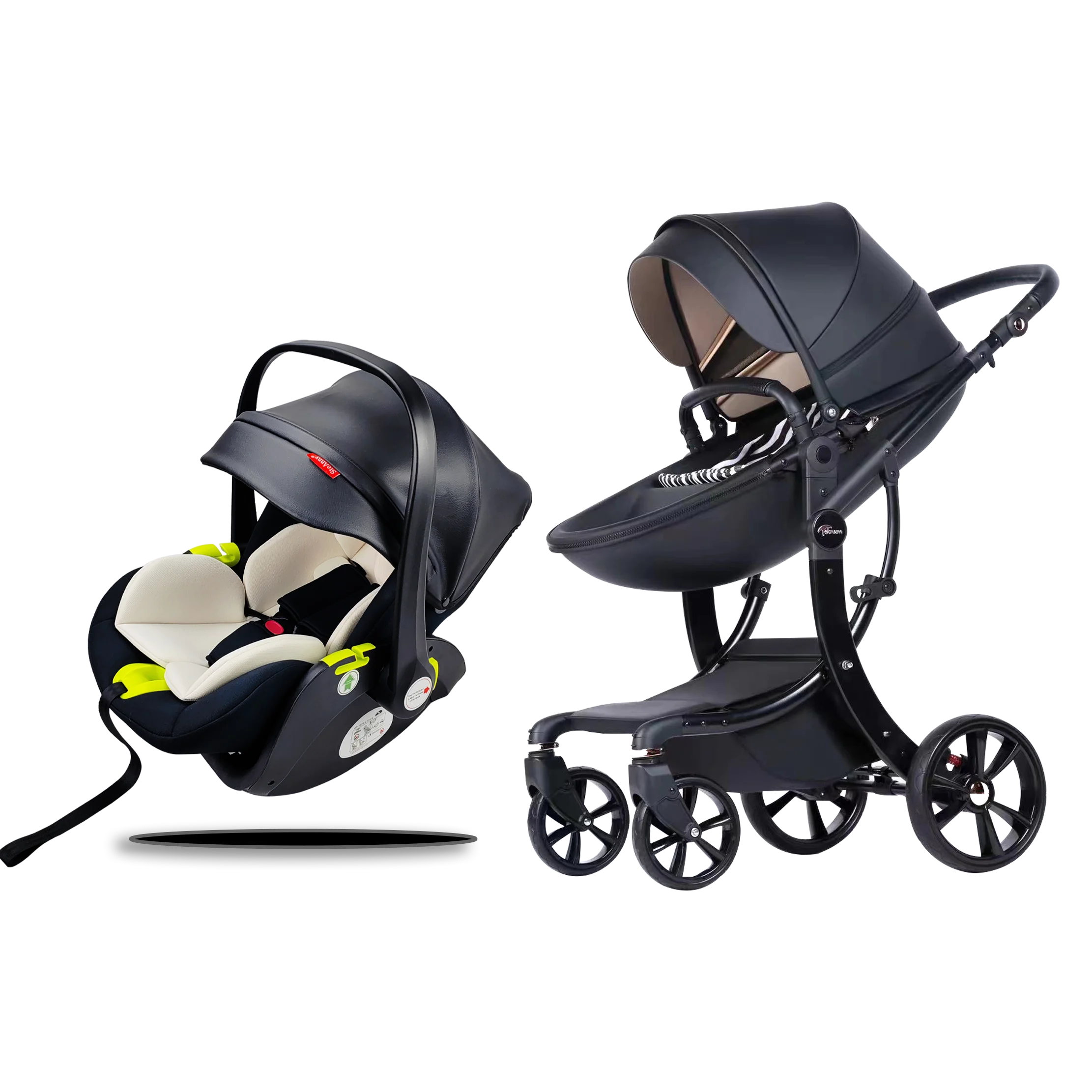 2024 High Quality Baby Stroller 3-In-1, Leather Material Baby Stroller 3 In 1 or 2 in 1