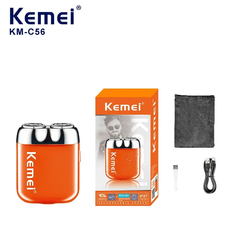 

Kemei KM-C56 Portable Mini Electric Razor USB Quick-Charge Professional Electric Rotary Shavers With Two Ends