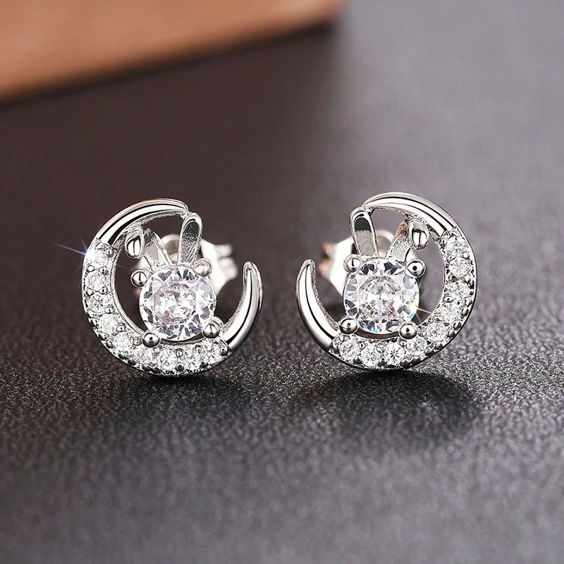 Simple Hot Silver Color Jewelry Black Spinel Stone Star Cute Party Stud Earrings for Women Bijoux Femme I349