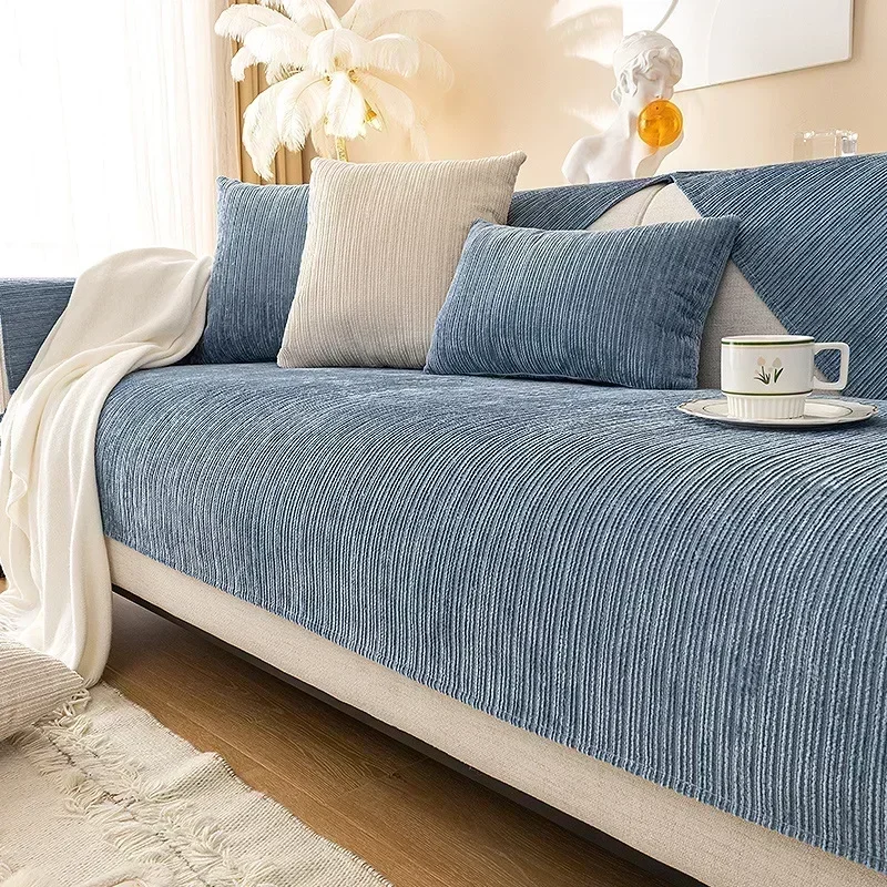 Beige Sofa Mat Cover Towel  Anti-slip Chenille Sofas Cushion Slipcover for Living Room Universal Couch Protector Case Home Decor