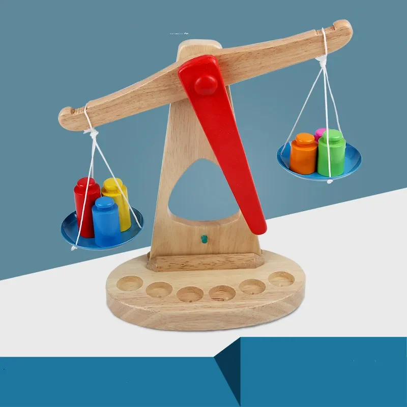 Kindergarten Early Education Wooden Toy Balance Scale Montessori Children's Balance Math Teaching Aid M