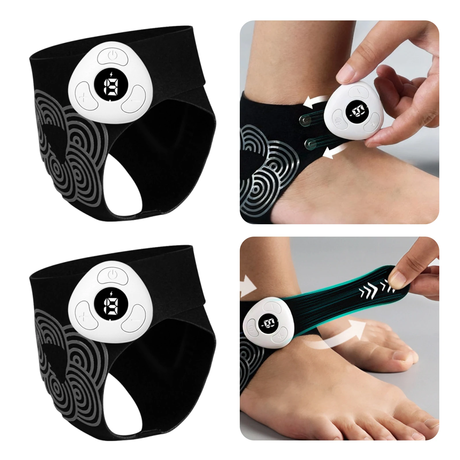 مدلك قدم كهربائي خفيف الوزن رياضي للكاحل يدعم معدات حماية المفاصل المسامية للتدريب في الهواء الطلق والجري #5