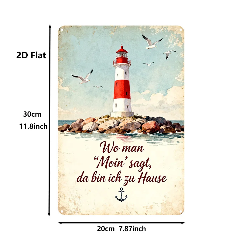 2D Flat, 1pc, Metal Sign, Lighthouse Seagull Sign, Cozy Home Slogan, Home, Garden, Farmhouse And Bathroom Decor, Sign, Wall Deco