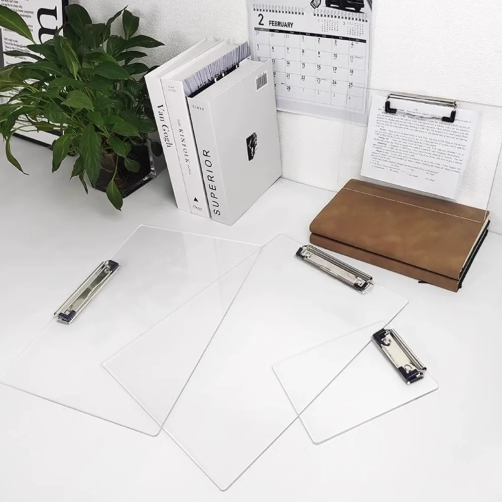 Multi-functional Acrylic Clipboard A4/A5/B5/A6 Clear Document Clip Holder Vertical/Horizontal Clip Menu Clip Board School Office