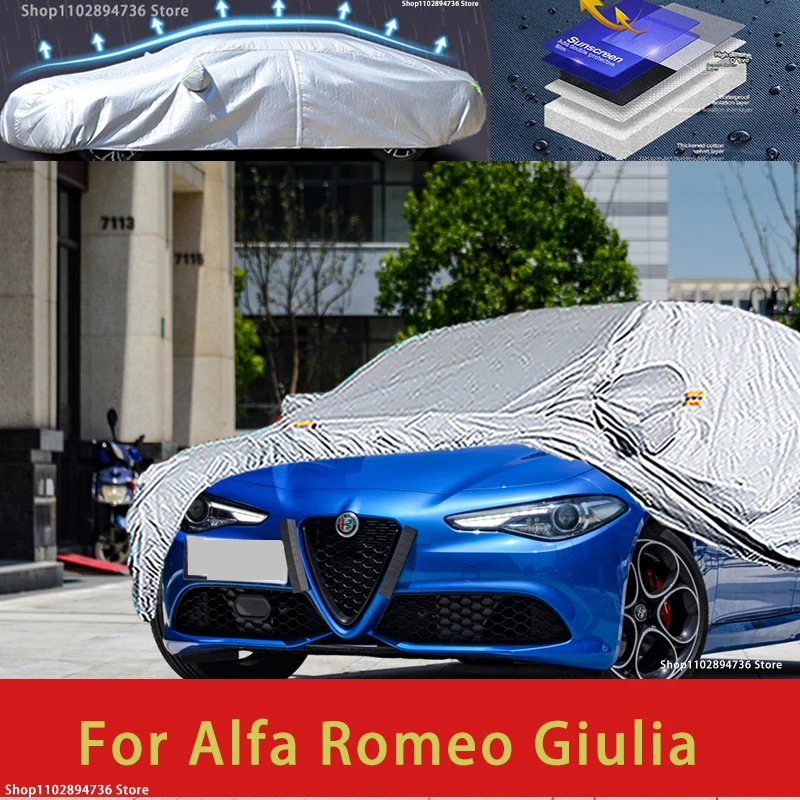 

For Alfa Romeo Giulia Outdoor Protection Full Car Covers Snow Cover Sunshade Waterproof Dustproof Exterior Car accessories