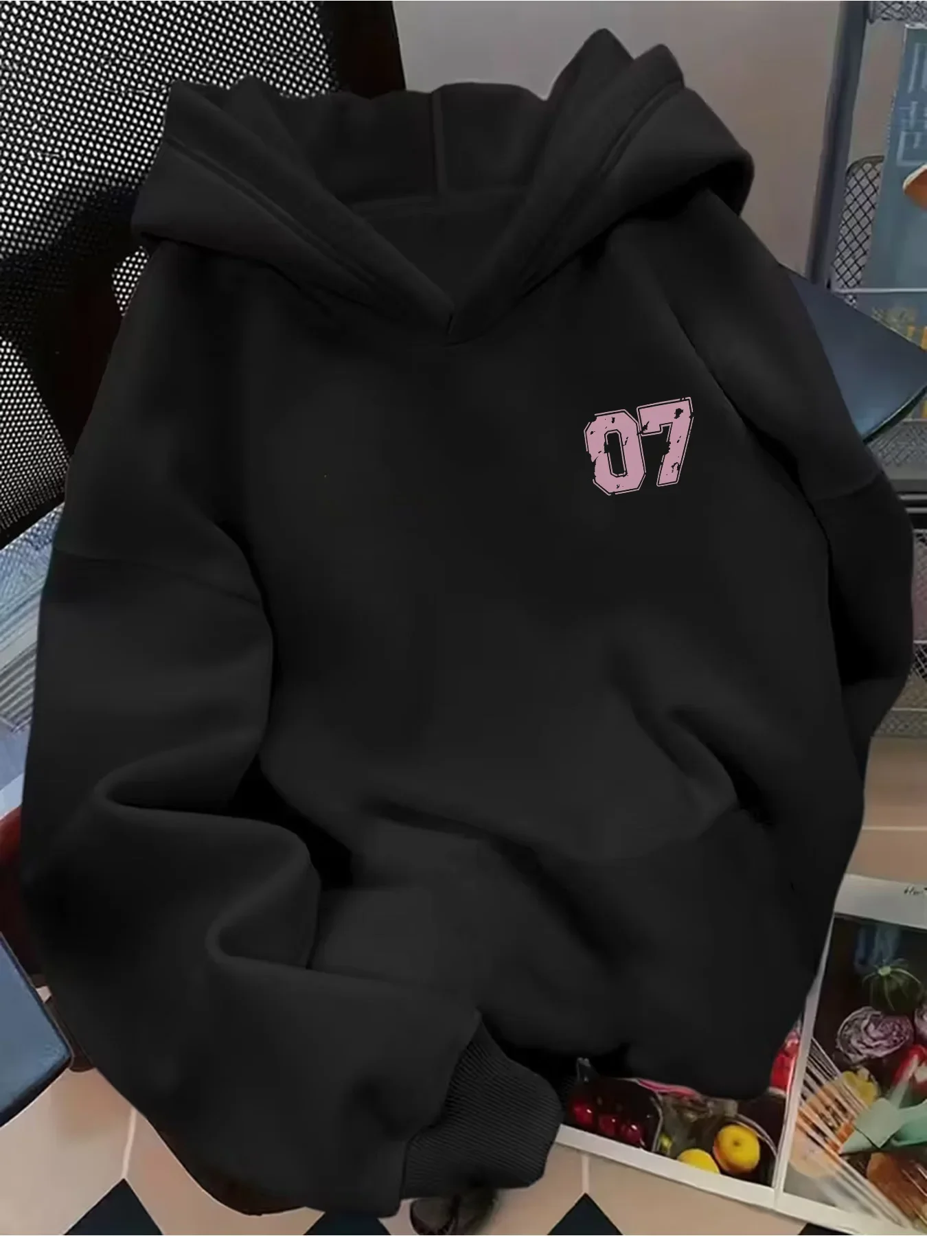 Damen Y2K Ästhetik Hoodie mit Zahlen-Grafik, Goth Streetwear Pullover, Lässiges Alltags-Outfit – Detail 2