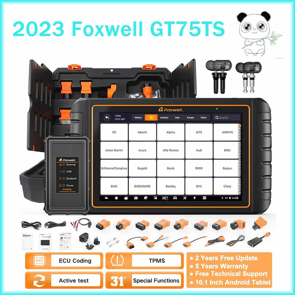 

2023 Foxwell GT75TS OBD2 Automotive Scanner ECU Coding TPMS Service 31 Reset Bidirectional OE-level OBDII Car Diagnostic Scanner