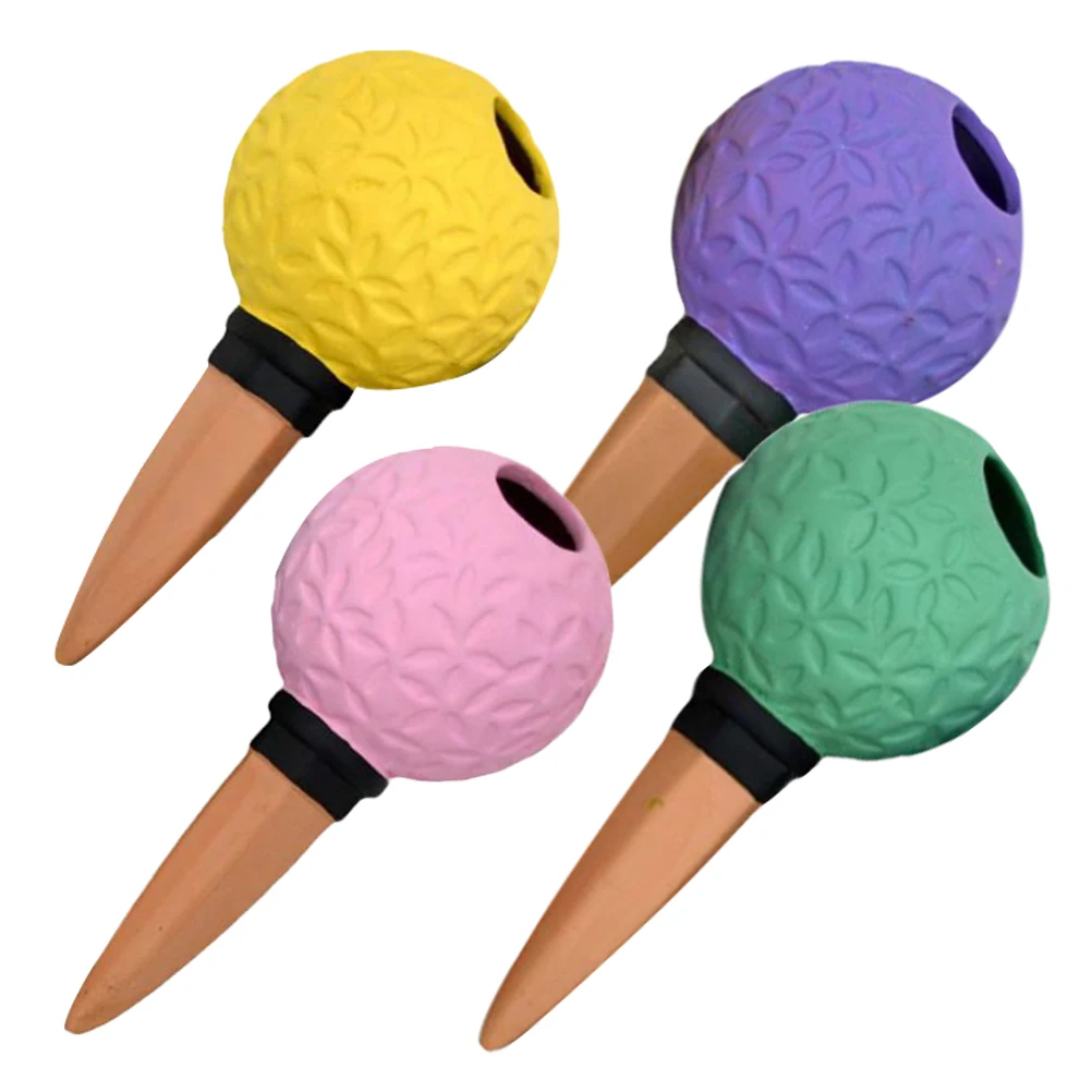 

4Pcs Automatic Plant Waterer Cute Red Soil Drip Irrigation System Indoor Outdoor Garden Globes Globes