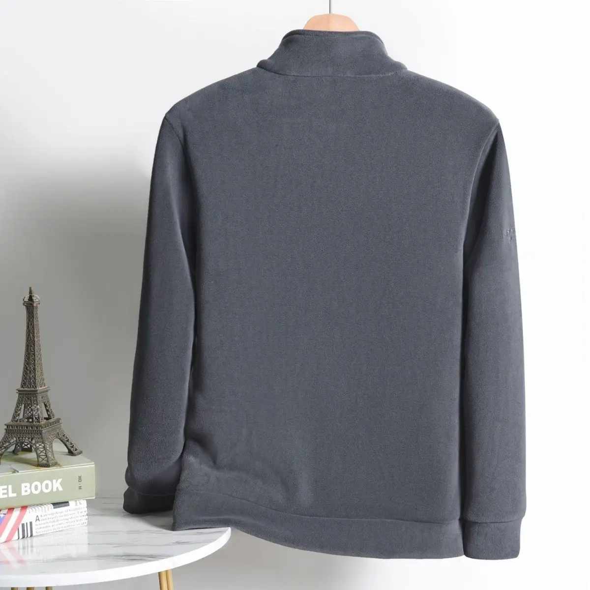 

Spring Autumn Men's Zipper Cardigan Double-sided Fce Thi Warm Orlon Casual Outerwear Long Sve Stand Collar Jaet