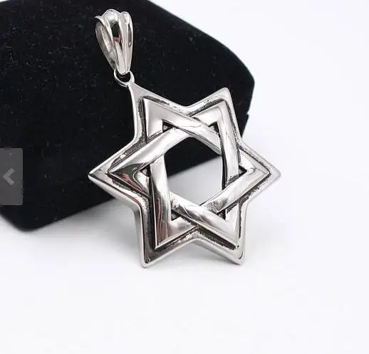 Men\'s  316L Stainless Steel Large The star of David Pendant  Necklace 5mm 24\'\' Curb Chain HIgh Quality Biker Jewelry