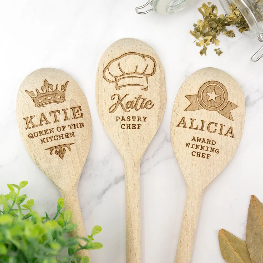 

Custom Name Engraved Wooden Spoon Baker Chef Star Baking Cooking Supplies Birthday Christmas Housewarming Kitchen Decor Gift