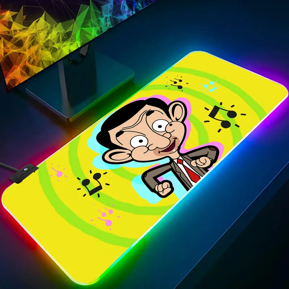 Hot Funny Mr Bean Cartoon RGB Pc Gamer Keyboard Mouse Pad Mousepad LED Glowing Mouse Mats Rubber Gaming Computer Mausepad #2