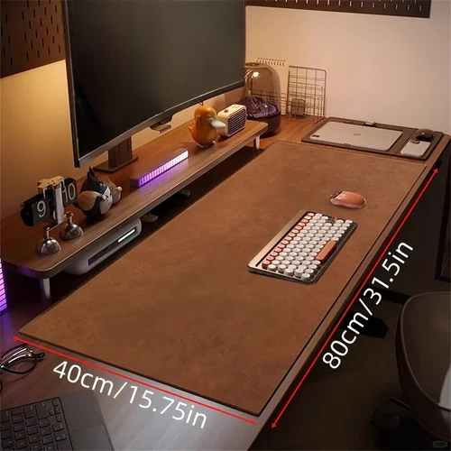 Imagen 2 del producto Alfombrilla de ratón de gran tamaño con patrón de piel de vaca retro, alfombrilla de escritorio de cuero de imitación, alfombrilla de escritorio de negocios para oficina, patrón de piel de vaca de doble cara, alfombrilla de escritorio para computadora elegante, mantel de escritorio impermeable sin lavado