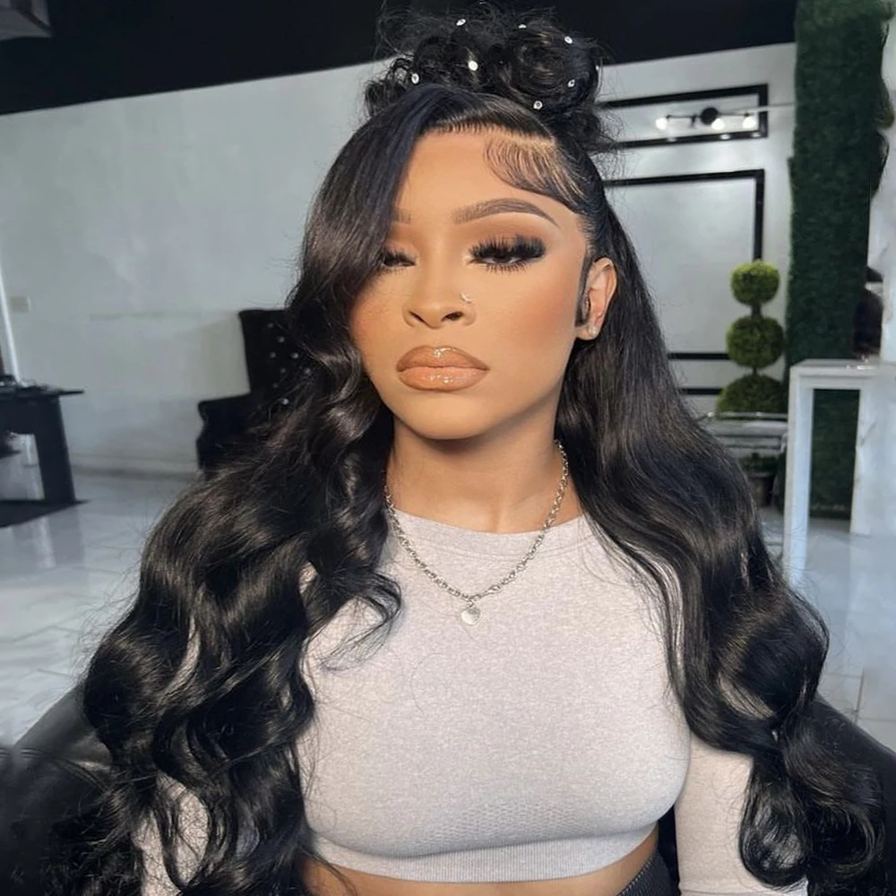 

34 дюйма, плотность 250, 13x4 HD, парики из натуральных волос на кружеве для женщин, объемная волна, бразильские 13x6, кружевные фронтальные парики, предварительно сорванные