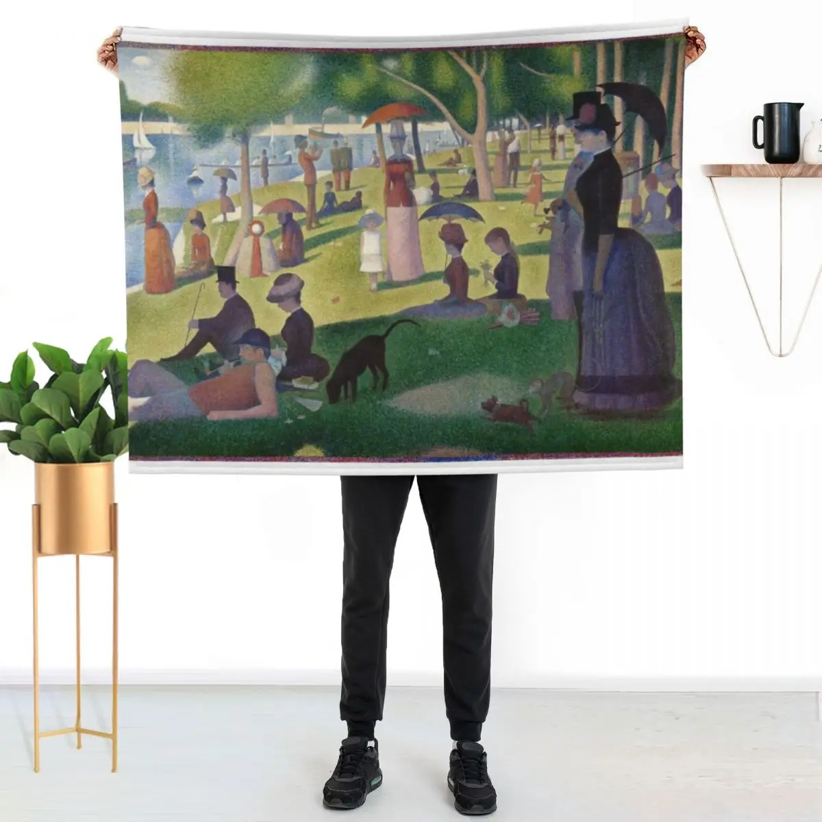 

Seurat Sunday Throw Blanket Portable Lightweight Blanket for Travel Camping