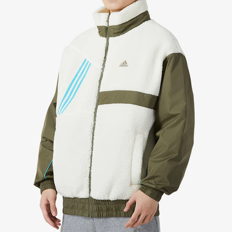 Adidas genuine lamb wool men's standing collar cotton jacket IK5108