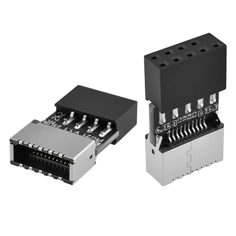 Motherboard USB 2.0 9-Pin to USB C Type-E Front Panel Header Key-A Socket to 9Pin Connector Extension Adapter for Desktop PC