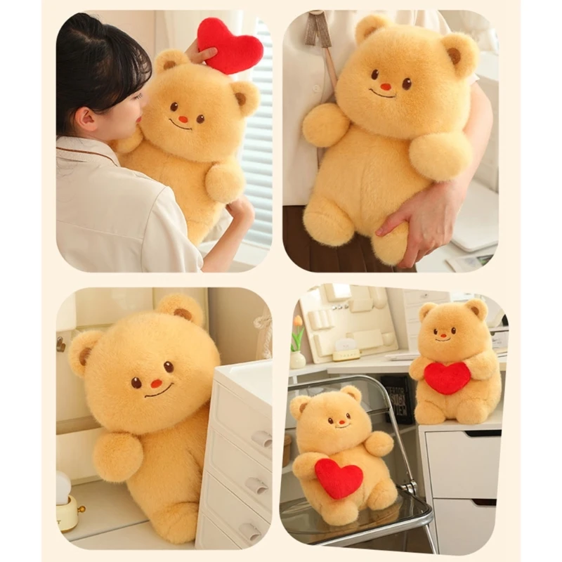 Interactive Plush Bear with Love Heart Recording Stuffed Animals Toy for Baby Soothing Adult Child Talking Bear Gifts