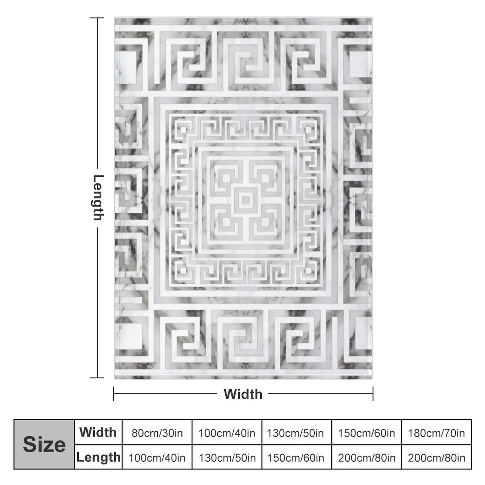 Greek Meander - Greek Key White Marble texures Throw Blanket Beach cosplay anime Blankets