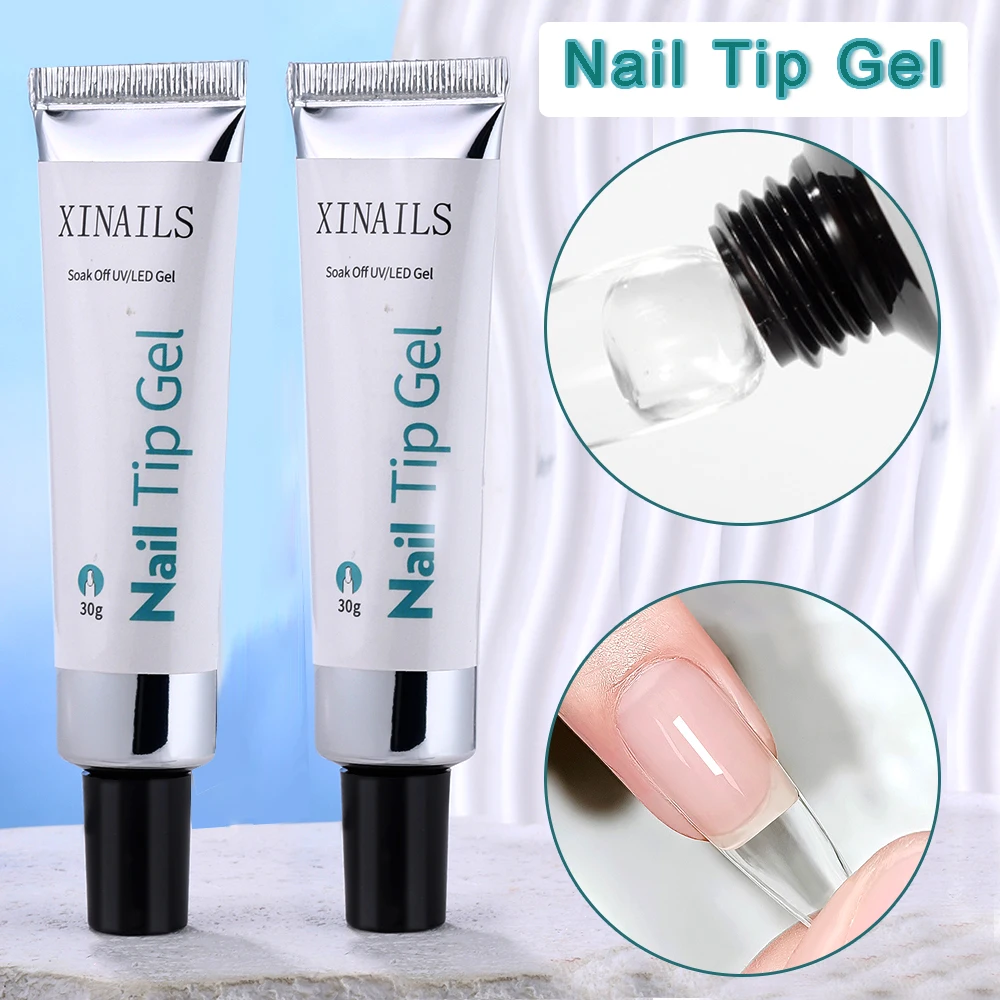 2pcs-30g Solid Nail Tip Glue Gel for Press On Nails Soft Nail Glue Long Strong Soak Off UV/LED Gel for Acrylic False Nails Tips