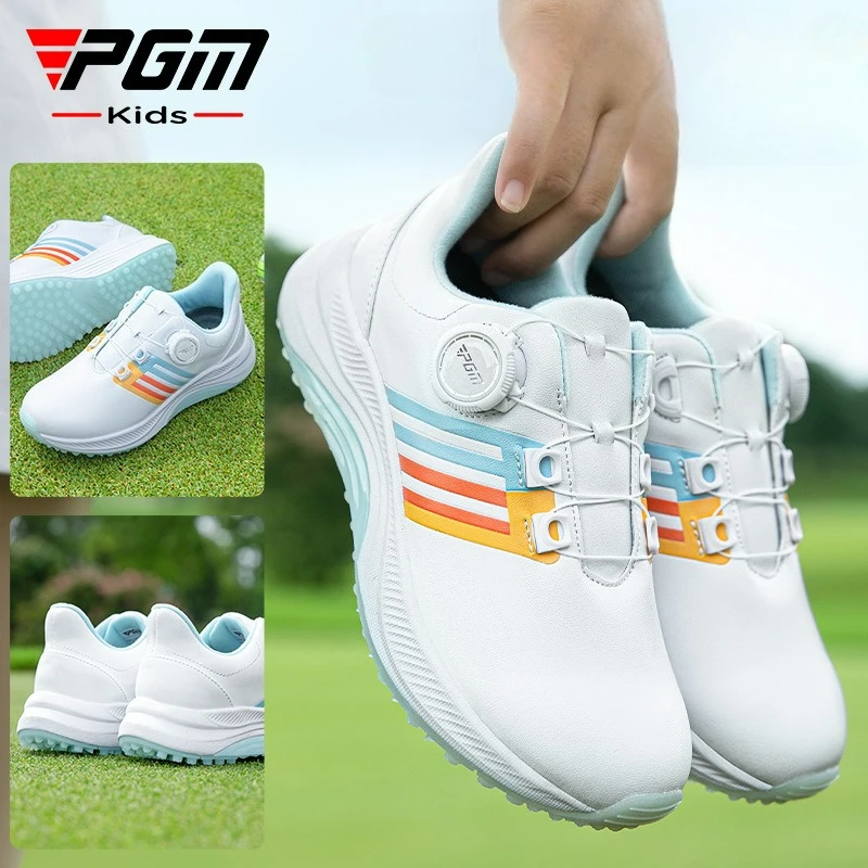 

PGM Children's Golf Shoes Youth waterproof, anti-skid, wear-resistant girls' knob shoelaces Boys' Sports Shoes XZ427