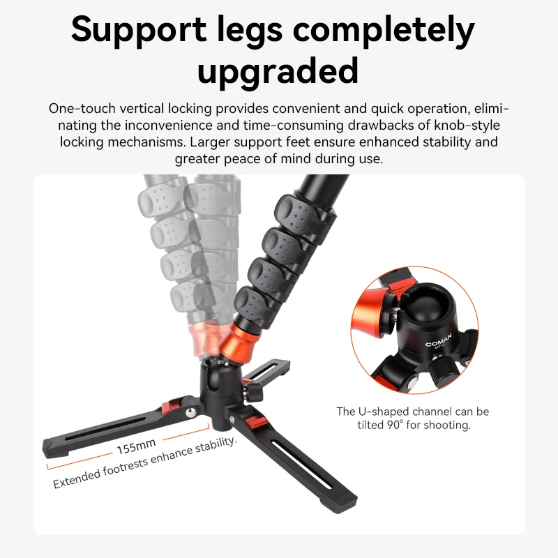 Coman Mt10 Aluminum Alloy Tripod Stand with 3/8