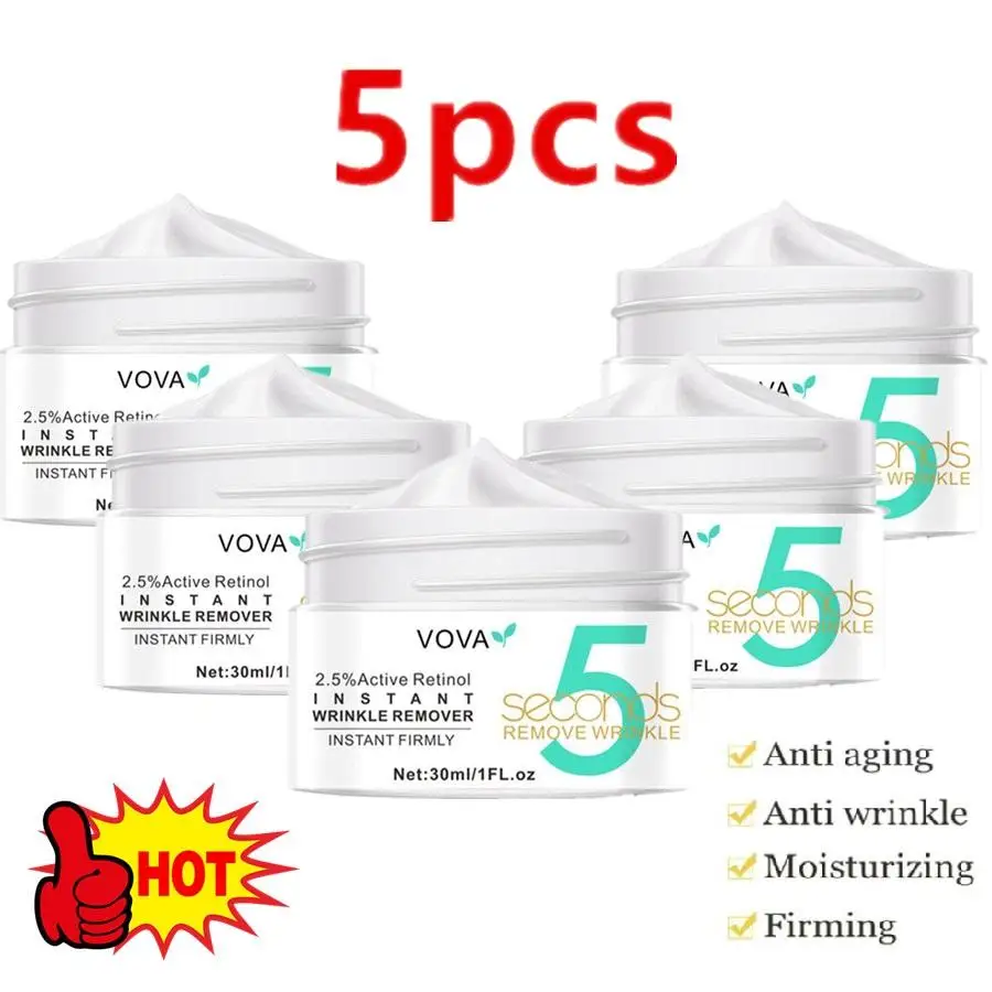 

5PCS 5 Seconds Retinol Anti-Wrinkle Cream Instant Anti Aging Firming Lifting Fade Fine Line Face Cream Moisturizing Nourish