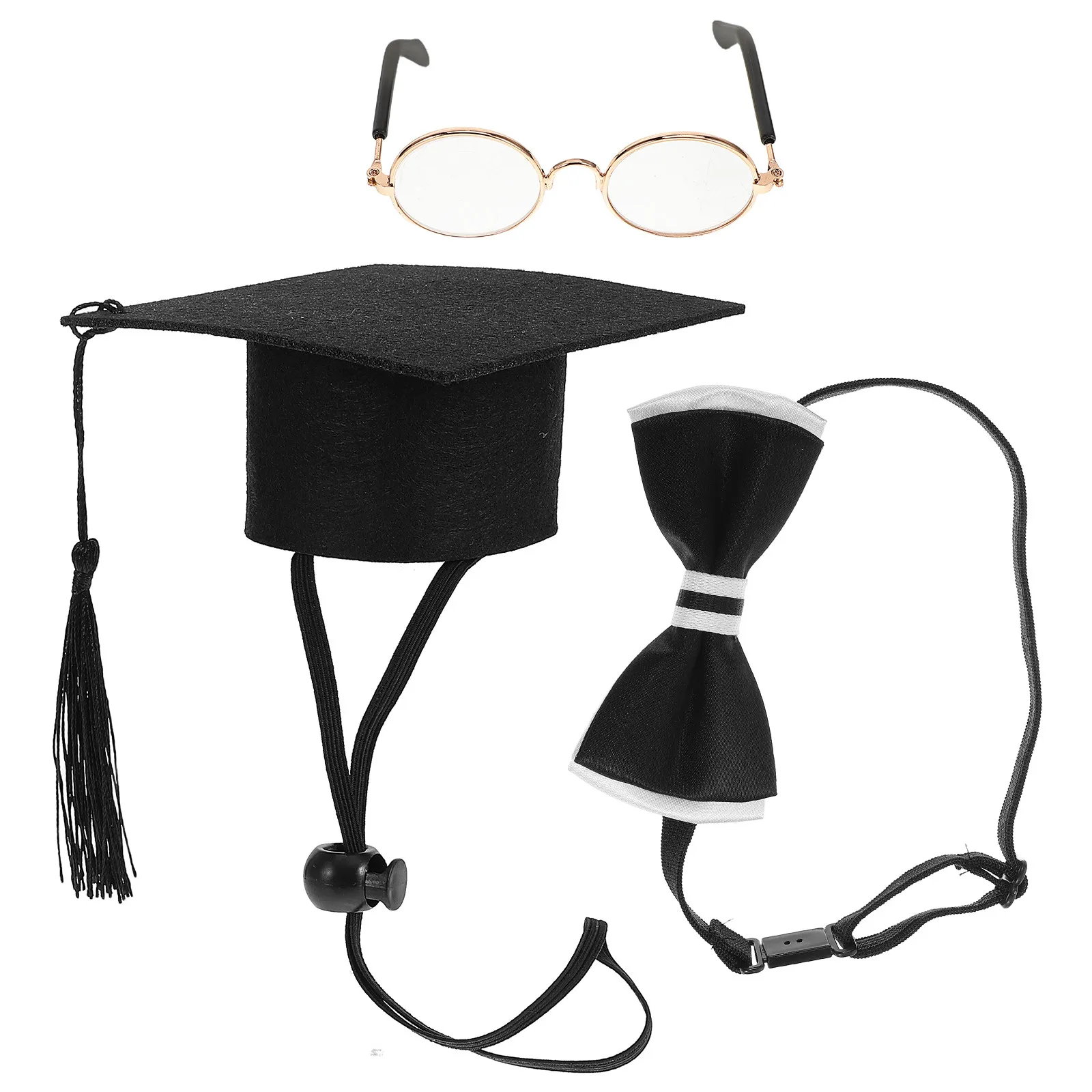 

1Set Adorable Porch Goose Graduation Costume Set Mini Cap Bowtie Glasses Necktie for Graduation Party Decoration Yard