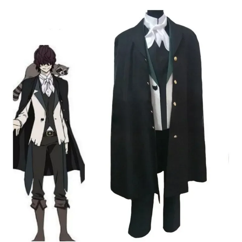 Anime Bungo Stray Dogs Edgar Allan Poe Cosplay Costume Detective Uniform Windbreaker Coat Man Carnival Party Swallowtail Suit