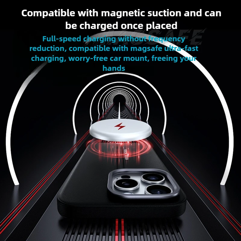حافظة جلدية لهاتف آيفون 16 برو ماكس 15 بلس 14 13 برو شحن مغناطيسي للأعمال زر معدني وغطاء عدسة غطاء ممتص للصدمات #4