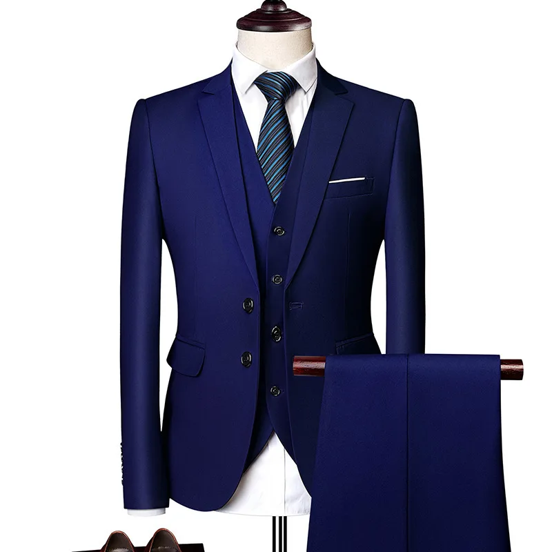 H115-traje de tres piezas para hombre, traje formal de negocios, a la moda, para padrino de boda, para otoño