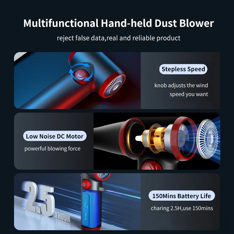 Compressed Air Duster Cordless Air Blower Electric Air Duster 8000mAh/40,000RPM