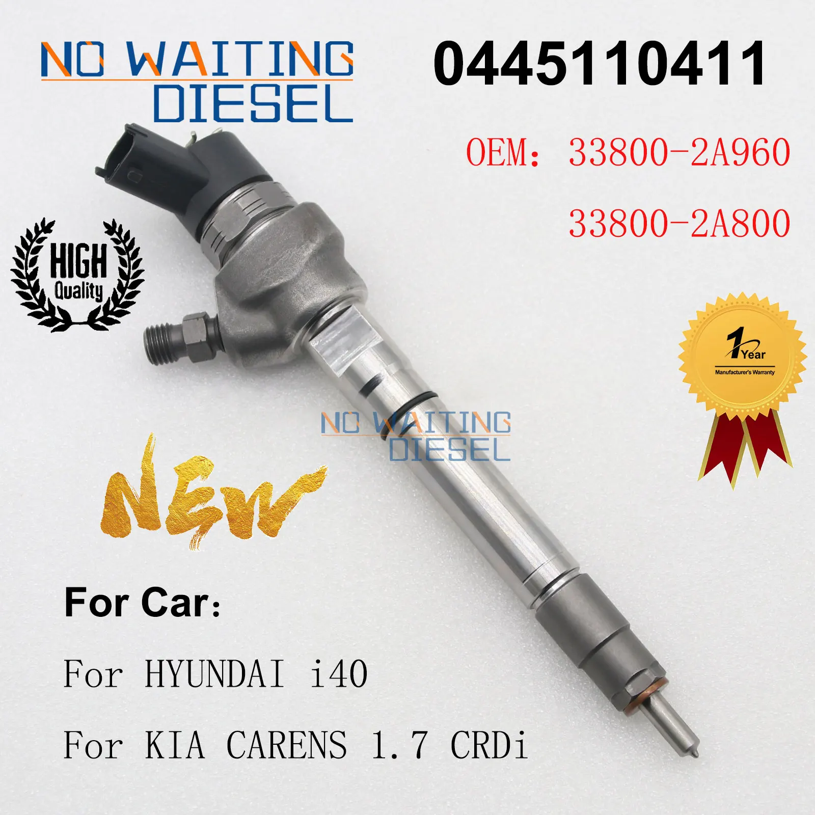 

0445110411 Common Rail Diesel Injector 0 445 110 411 Fuel Sprayer 33800-2A960 33800-2A800 For HYUNDAI i40 KIA CARENS 1.7 CRDi