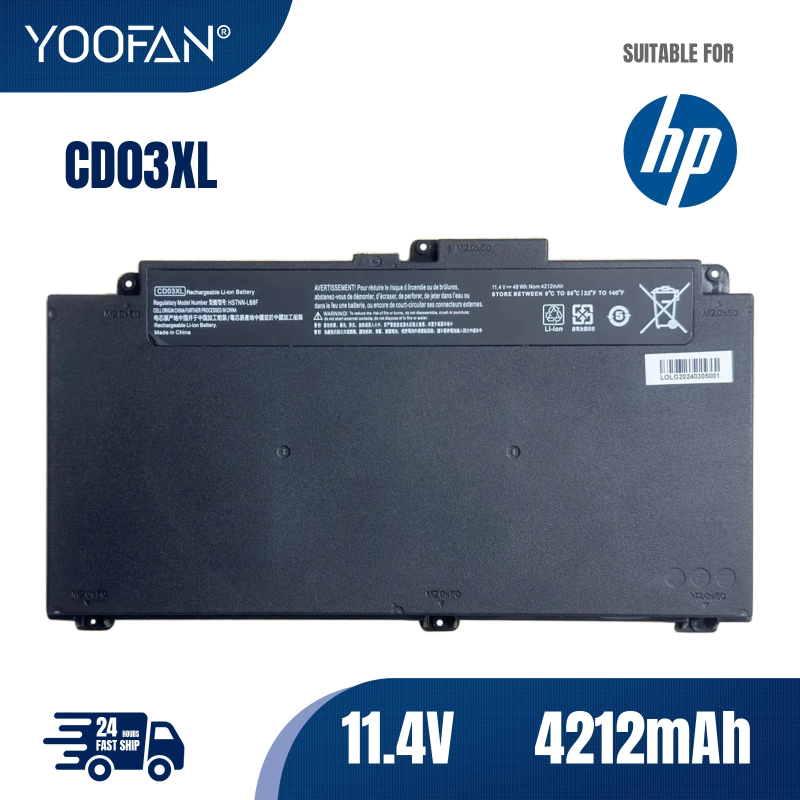 YOOFAN CD03XL Laptop Battery For HP ProBook 640 G4/645 G4/650 G4/640 G5/650 G5/650 G7 HSTNN-UB7K HSTNN-LB8F HSTNN-IB813 48Wh