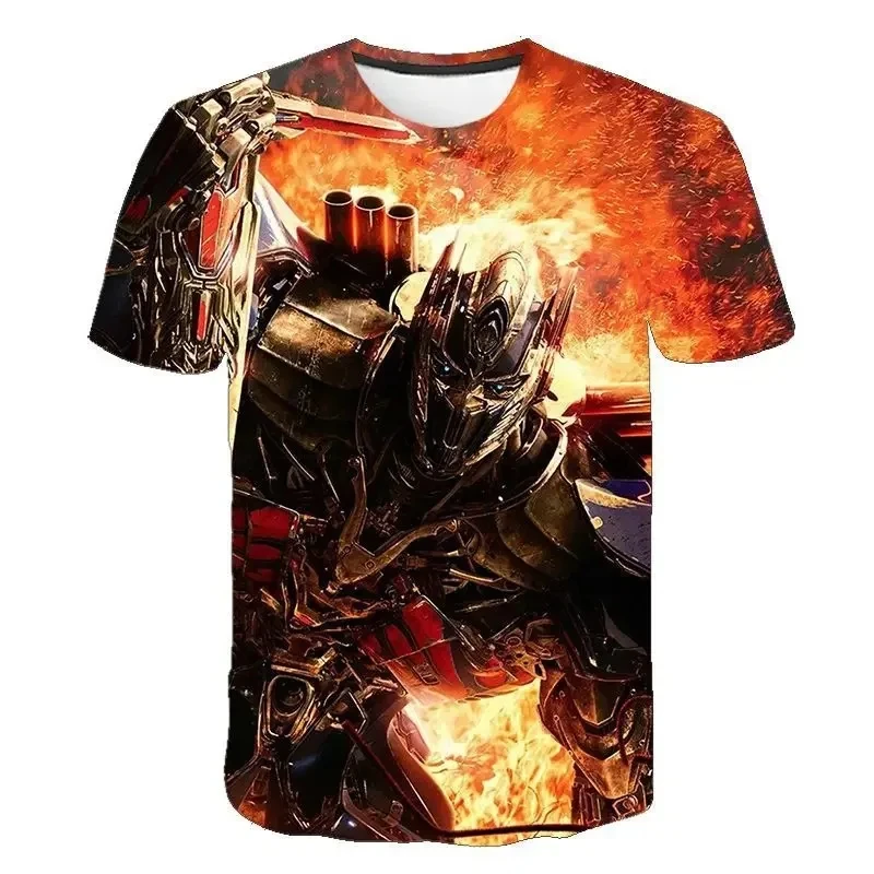 

2024 new fashion children's cartoon anime 3D printed T-shirts, deformed robots, men and women quick-drying short sleeves Street
