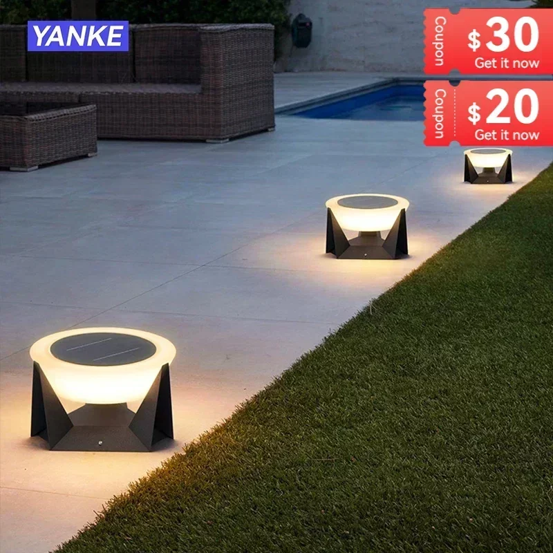 Imagem -02 - Impermeável Led Solar Lights Outdoor Garden Light Lâmpadas de Coluna Post Light Cerca Portão Cap Lanterna Lâmpada Principal Decoração do Pátio