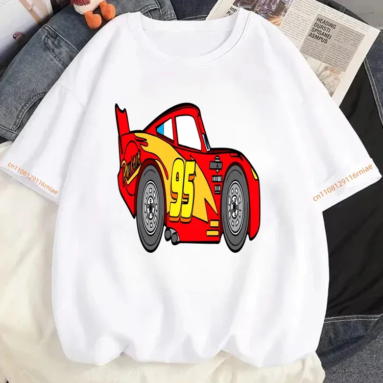 2026 Latest Design Lightning McQueen T-shirt - Children's Y2K Disney Car Pattern Family Style Shirt