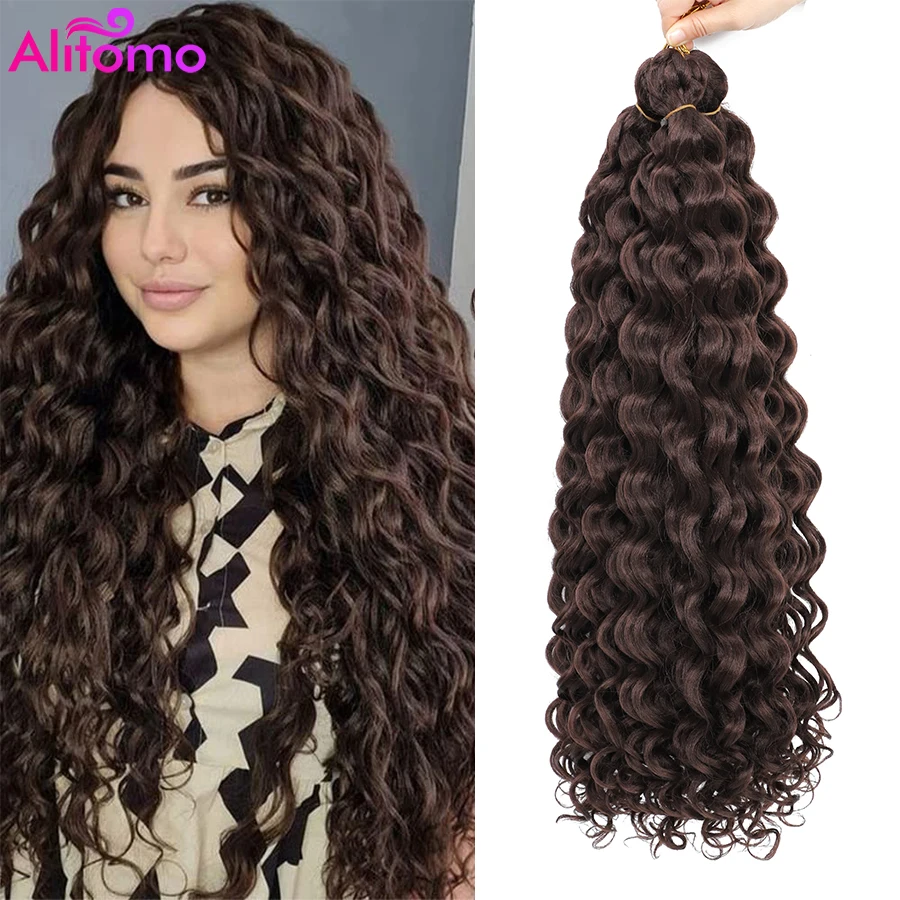 

Alitomo Long Gogo Curl Crochet Braiding Hair Synthetic Deep Wavy Twist Crochet Hair Ombre Ocean Wave Hair Extensions For Women