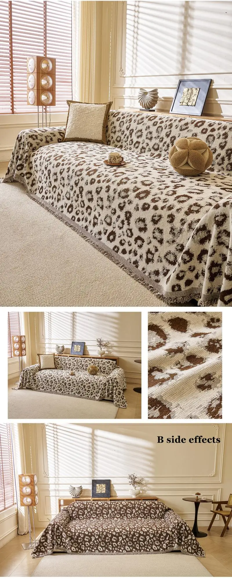 Einfache Leopardenmuster Chenille Einteilige Sofadecke Universelle Sofaüberwürfe Stoffhandtuch Multifunktionale Decken – Detail 10