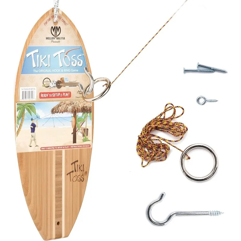 

Tiki Toss Ring Toss Game for Adults & s - Hook and Ring Games with String and Hooks for Indoor Use, Man Cave Decor & Stuff, G