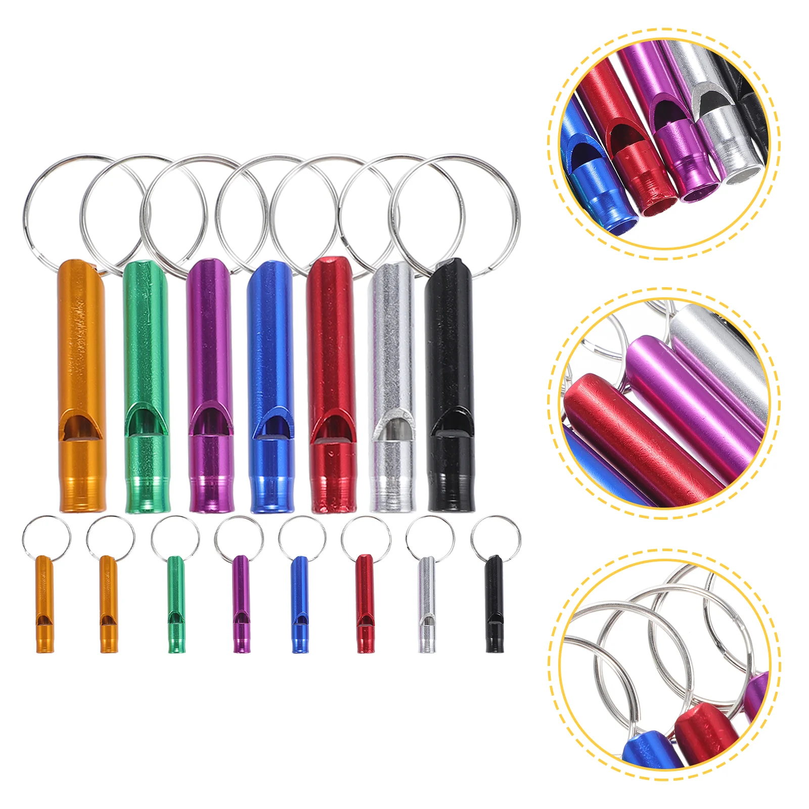 

15 Pcs Delicate Camping Whistle Aluminum Alloy Key Fob Decorative Hiking Accessories Hanging Keychain