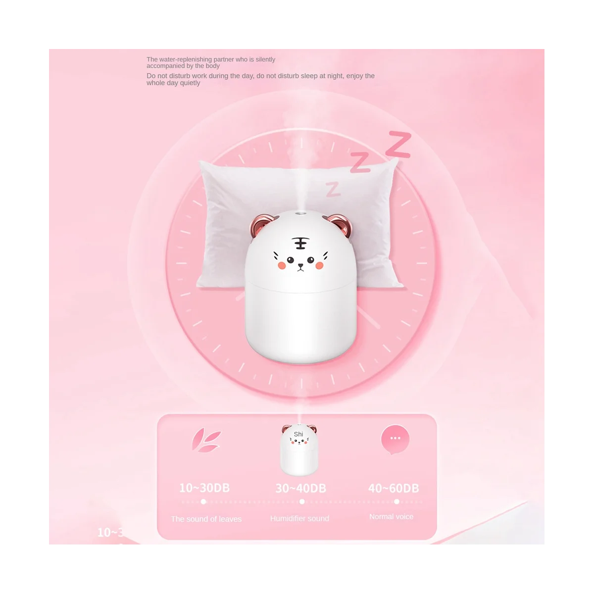 250ml mini umidificador de purificação de ar para animais de estimação conectado para uso umidificador de ar com luz atmosférica para casa branco-HIM