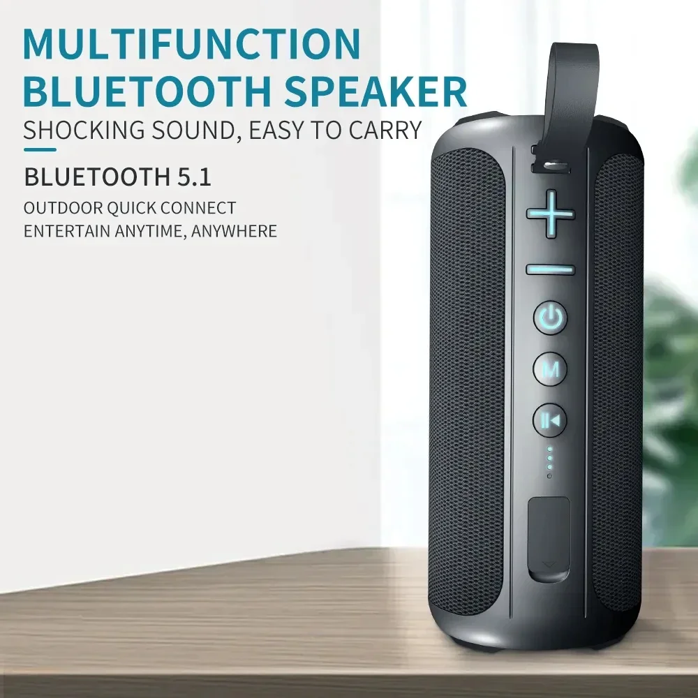 Outdoor Waterproof Wireless Speaker with Dynamic Light BT/AUX/TF Card Playback Stereo Sound Subwoofer Caixa De Som Bluetooth