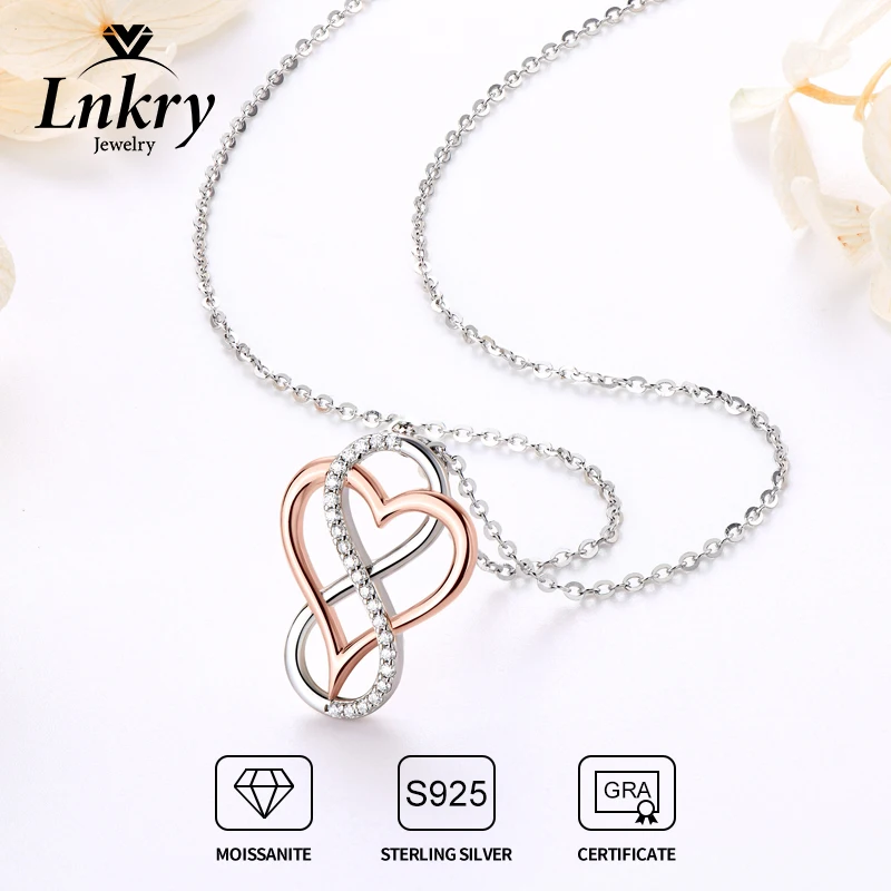 

Lnkry Moissanite Infinity Necklace With Certificate For Women 925 Silver Original Certified Heart Pendant Necklace Jewelry Gift