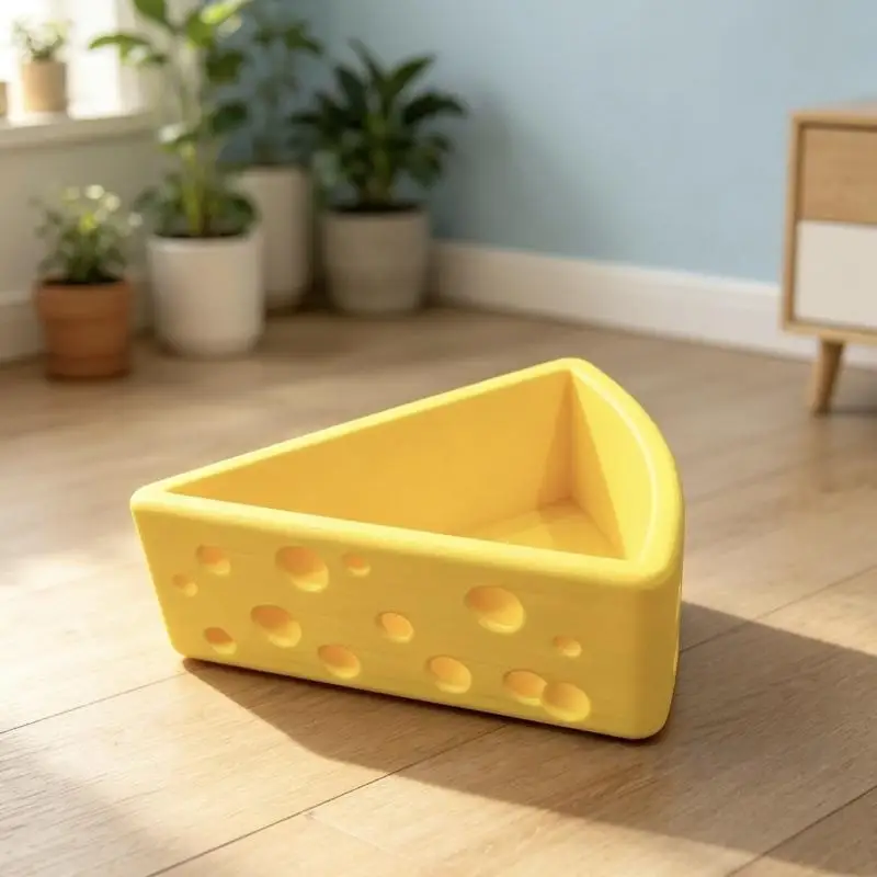 #Cute 3D Printed Cheese Triangle Storage Box Portable Pen Holder Jewelry Organizer for Student Dorm Desk Decor