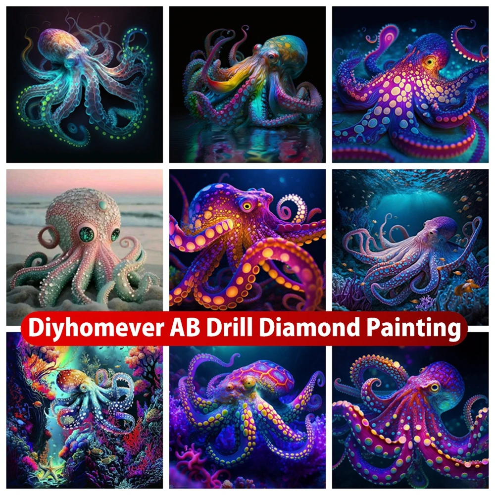 

Octopus 5D DIY AB Diamond Painting Embroidery Fantasy Sea Animals Mosaic Cross Stitch Craft Handmade Rhinestones Home Decor Gift