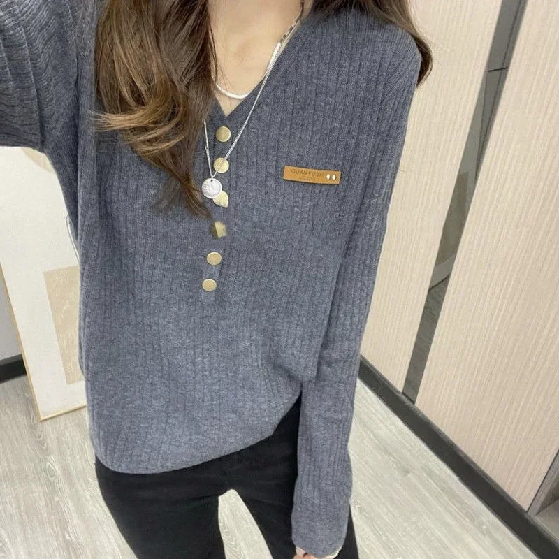 

Pullovers Women Solid Comfort Full Sleeve Knitted Female Design Sweaters Ladies Tender Elegant Autumn Fashion Basic Loose Chic