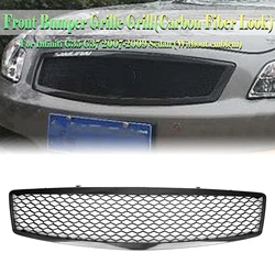 For Infiniti G35 G37 2007 2008 2009 Sedan 4 Door Front Grille Matte Black Car Upper Bumper Hood Cover Mesh Grid Racing Grills