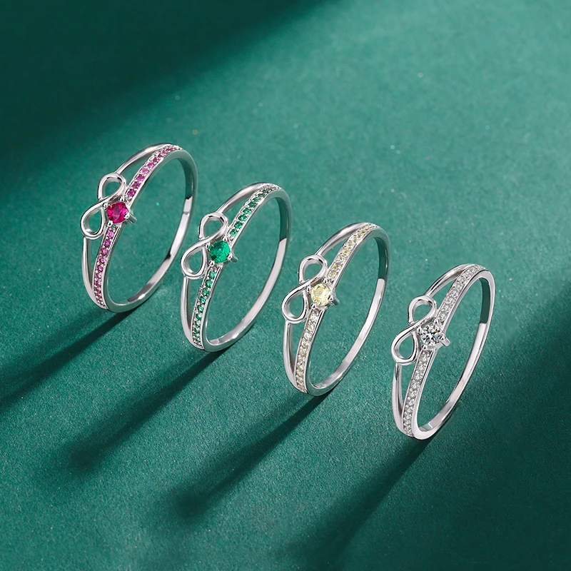 

Exquisite and Elegant Authentic S925 Silver Multi-color Bow Zircon Women's Ring