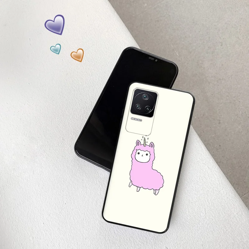 Phone Case For Xiaomi Poco C40 C51 C50 C61 M5 M4 M3 X5 X4 X3 F5 F4 F3 GT F1 14 A3X Alpaca Llama Sheep Black Soft Anti-Drop Cover